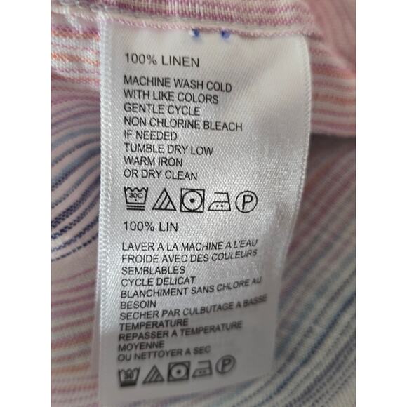 Tommy Bahama 100% Linen Pink Blue Stripe Business Casual Men's Dress Shirt XL - Picture 7 of 7